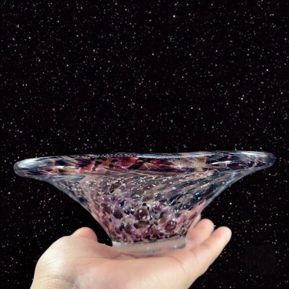 Julia Knight ARGENTO Amethyst Purple Oval Bowl Dish With Silver Flecks Signed - Picture 12 of 16